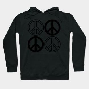 Gold and Black Peace Signs Pattern Hoodie